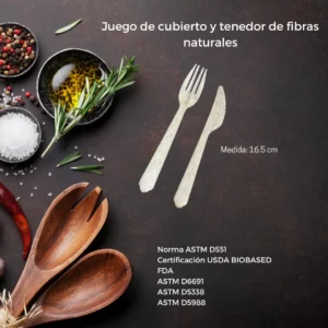 Juego de Cubierto y tenedor de fibras naturales