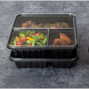 bandeja 3 divisiones pet negra 1.000ml