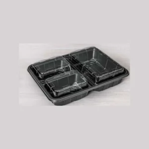 bandeja 3 divisiones pet negra 1.000ml